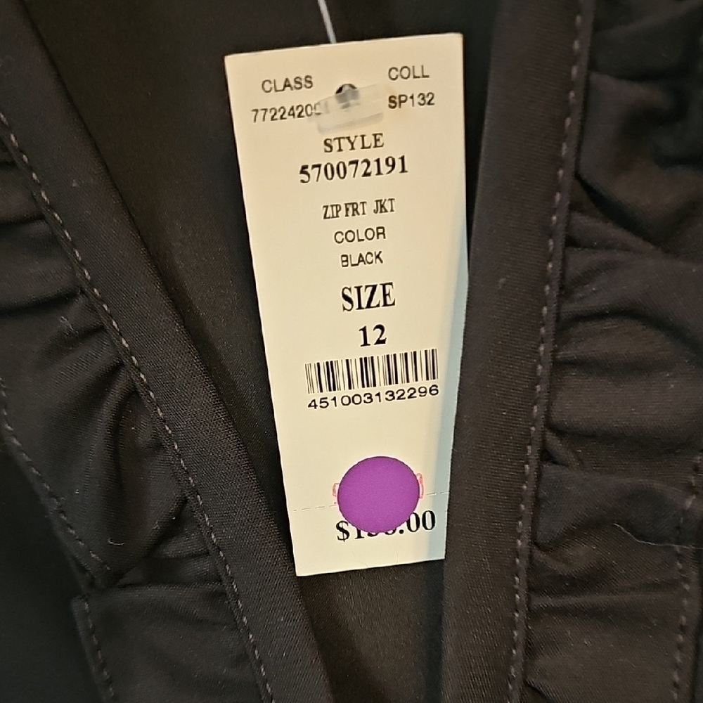 White House Black Market Black Ruffle-Trim Zip Blazer - Picture 3 of 6
